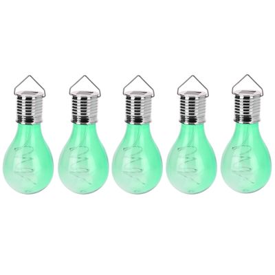 5x Solar hang lampenbolletjes groen op zonne-energie 15 cm tuinverlichting