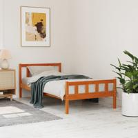 Bedframe zonder matras massief grenenhout wasbruin 75x190 cm