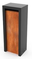Litru Combo Corten/RAL 9005 Lengte: 400 Breedte: 300 Hoogte:1000 - Geroba