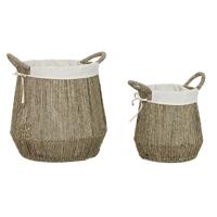 Wasmand Home ESPRIT Wit Natuurlijk Zeealgen 43 x 43 x 48 cm (2 Stuks)