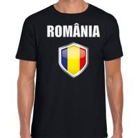 Roemenie vlag thema landen t-shirt - zwart - voor heren - Supporters kleding - korte mouwen