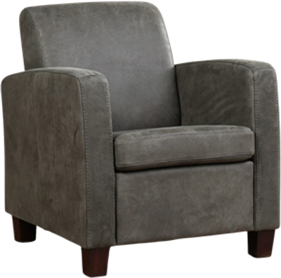 Donkergrijze leren landelijke fauteuil Joy - poot hout bruin - Kenia Leer Antracite (donkergrijs leer)