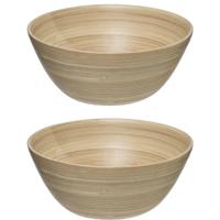 Secret de Gourmet - 2x stuks - Slakom/serveer schaaltjes - bamboe - D25 cm