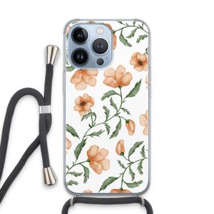 Peachy flowers: iPhone 13 Pro Transparant Hoesje met koord
