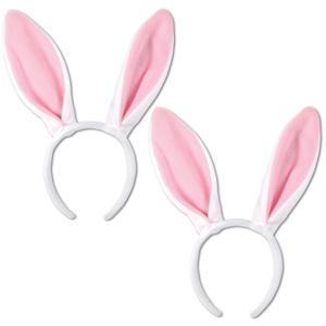 Diadeem met witte konijnen / hazen oren - Multipak van 2x stuks - Feest verkleed diadeem konijn / pa