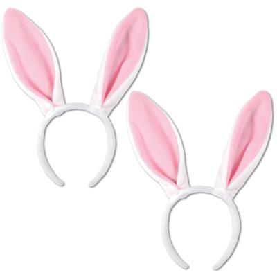Diadeem met witte konijnen / hazen oren - Multipak van 2x stuks - Feest verkleed diadeem konijn / pa