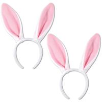 Diadeem met witte konijnen / hazen oren - Multipak van 2x stuks - Feest verkleed diadeem konijn / pa