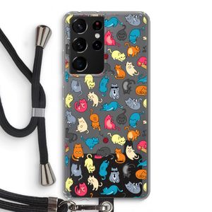 Kleurrijke katten: Samsung Galaxy S21 Ultra Transparant Hoesje met koord