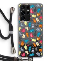 Kleurrijke katten: Samsung Galaxy S21 Ultra Transparant Hoesje met koord Kleurrijke katten: Samsung Galaxy S21 Ultra Transparant Hoesje met koord