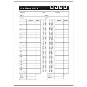 Klaverjas scoreblok - A5 - 50 vellen - klaverjassen spel