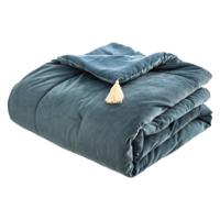 Atmosphera Bedsprei deken Sonia - fluweel blauw - 80 x 180 cm - polyester - extra dik