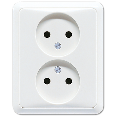 Jung CD500 2-voudige wandcontactdoos zonder randaarde wit