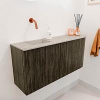 Toiletmeubel Mondiaz Joya Dlux | 91.6 cm | Meubelkleur Shadow | Faye wastafel Opalo Wasbak Links | Zonder kraangat(en)