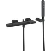 Badkraan Tres Loft | Opbouw | Mengkraan | Waterval uitloop | Incl.Handdoucheset | 2-weg | hoh 15 cm | 1-knop | Rond | Zwart