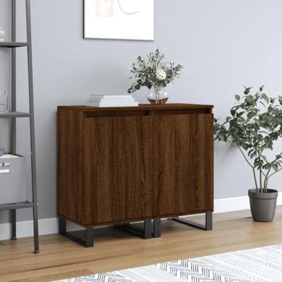 Dressoirs 2 st 40x35x70 cm bewerkt hout bruin eikenkleur