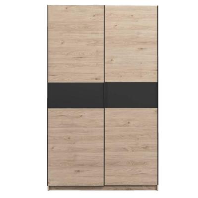 Leen Bakker - Schuifdeurkast Genua - Eikenkleur/antraciet - 204x122x60 Cm - Spaanplaat - Bruin - 122.4x204x60.3 Cm