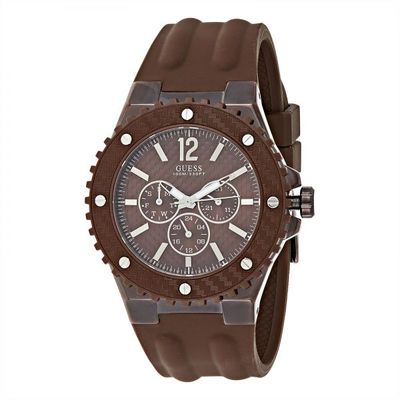 Horlogeband Guess W11619G3 Rubber Bruin 14mm