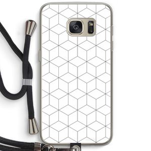 Zwart-witte kubussen: Samsung Galaxy S7 Transparant Hoesje met koord