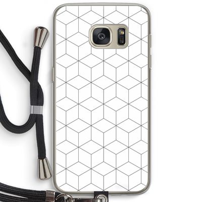 Zwart-witte kubussen: Samsung Galaxy S7 Transparant Hoesje met koord
