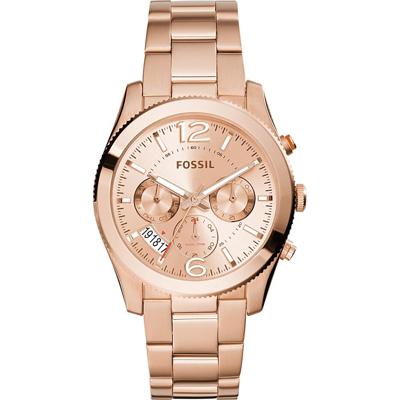Fossil Dames ES3885 &apos;Perfect Boyfriend&apos; multifunctioneel Rosekleurig roestvrijstalen horloge - goud