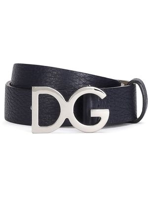 Dolce & Gabbana Kids ceinture à plaque logo - Bleu
