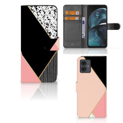 Motorola Moto G14 | Book Case | Zwart Roze Vormen