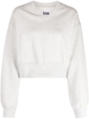 izzue sweat strassé à col v - Gris