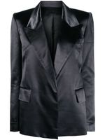 Victoria Beckham blazer en satin à simple boutonnage - Noir - thumbnail