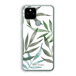 Tropical watercolor leaves: Google Pixel 5 Transparant Hoesje