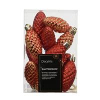 Dennenappel kunststof L9b5h14 cm rood 12 st Shatterproof Decoris - Decoris Dennenappel kunststof L9b5h14 cm rood 12 st Shatterproof Decoris - Decoris
