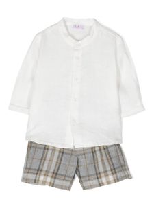 Il Gufo ensemble short-chemise à carreaux - Blanc