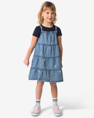 HEMA Kinderjurk A-lijn bloemen blauw (blauw)