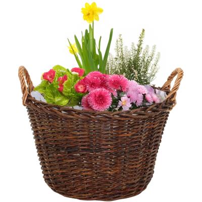 Mega Collections aardappelmand/plantenmand - Santa Fe - met handgreep - rotan - B52 x H33 cm