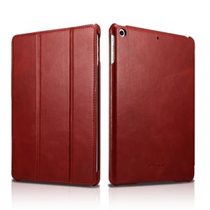 Icarer - 3-Vouw echt lederen sleepcover hoes - iPad 9.7 (2017/2018) / Pro 9.7 / Air / Air 2 - Rood
