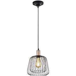 LED Hanglamp - Hangverlichting - Trion Simon - E27 Fitting - 1-lichts - Rond - Mat Zwart - Aluminium