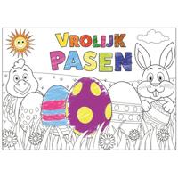 Pasen kleurplaat placemats - 6x - papier - paasontbijt / paasbrunch - kinderen