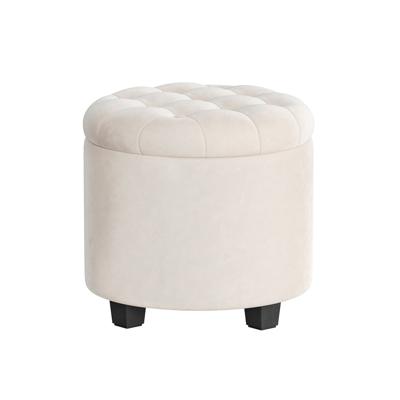 Ronde voetenbank met opbergruimte, Crèmewit