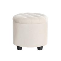 Ronde voetenbank met opbergruimte, Crèmewit