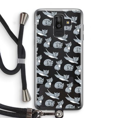 Poezen: Samsung Galaxy J8 (2018) Transparant Hoesje met koord