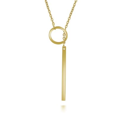 Hippe Staaf ketting Edelstaal Bar T met Cirkel Goudkleurig