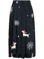 Thom Browne graphic-print pleated skirt - Bleu