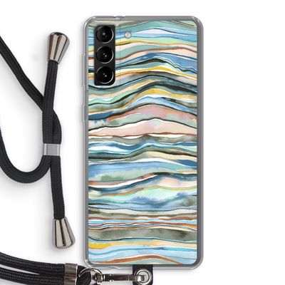Watercolor Agate: Samsung Galaxy S21 Plus Transparant Hoesje met koord