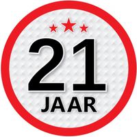 21 jaar leeftijd sticker rond 15 cm verjaardag versiering