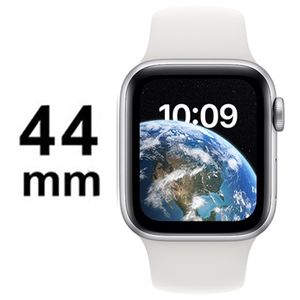 Apple Watch SE (2022) GPS MNK23FD/A - Zilver Sportbandje, 44mm - Wit