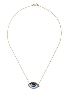 Lito collier Tu Es Partout en or rose 14ct orné de diamants, d'émail et de saphirs - Blue and black
