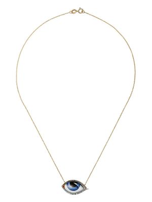 Lito collier Tu Es Partout en or rose 14ct orné de diamants, d'émail et de saphirs - Blue and black
