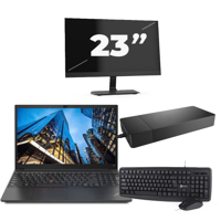 Lenovo E15 - Intel Core i3-10e Generatie - 15 inch - 8GB RAM - 256GB SSD - Windows 11 Home + 1x 23 inch Monitor