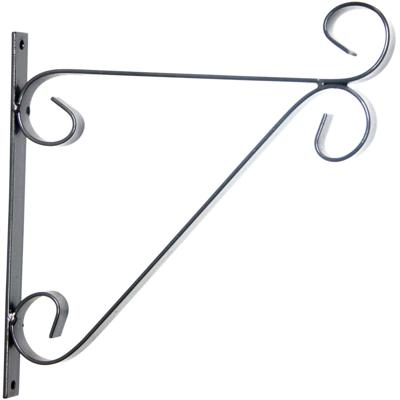 Hangpot haak - zwart - metaal - met krul - 28 x 28 cm - plantenhaak