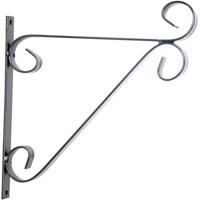 Hangpot haak - zwart - metaal - met krul - 28 x 28 cm - plantenhaak