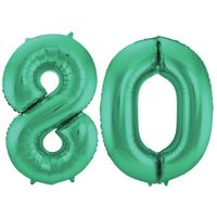Leeftijd feestartikelen/versiering grote folie ballonnen 80 jaar glimmend groen 86 cm - Ballonnen - thumbnail